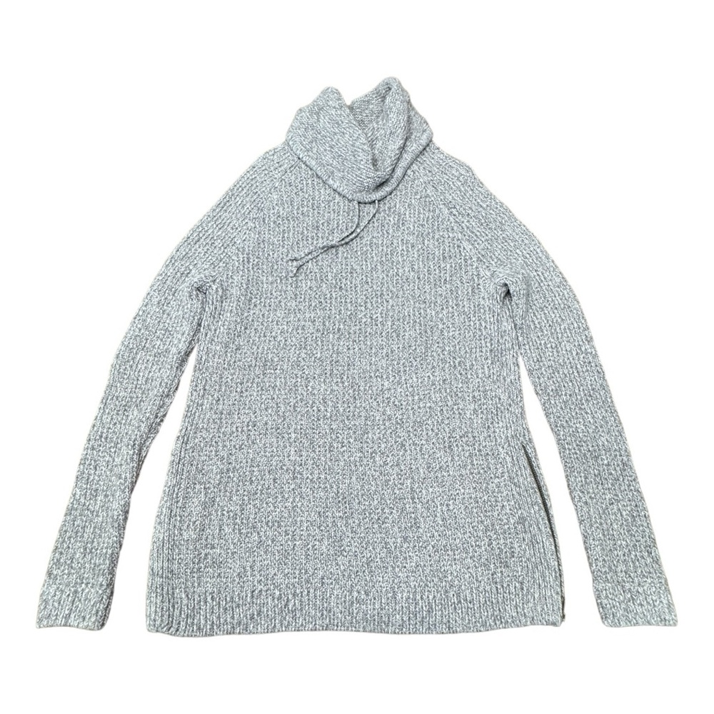 Athleta Gray Merino Wool Blend Knit Turtleneck Sweater Zippers Women’s Size M